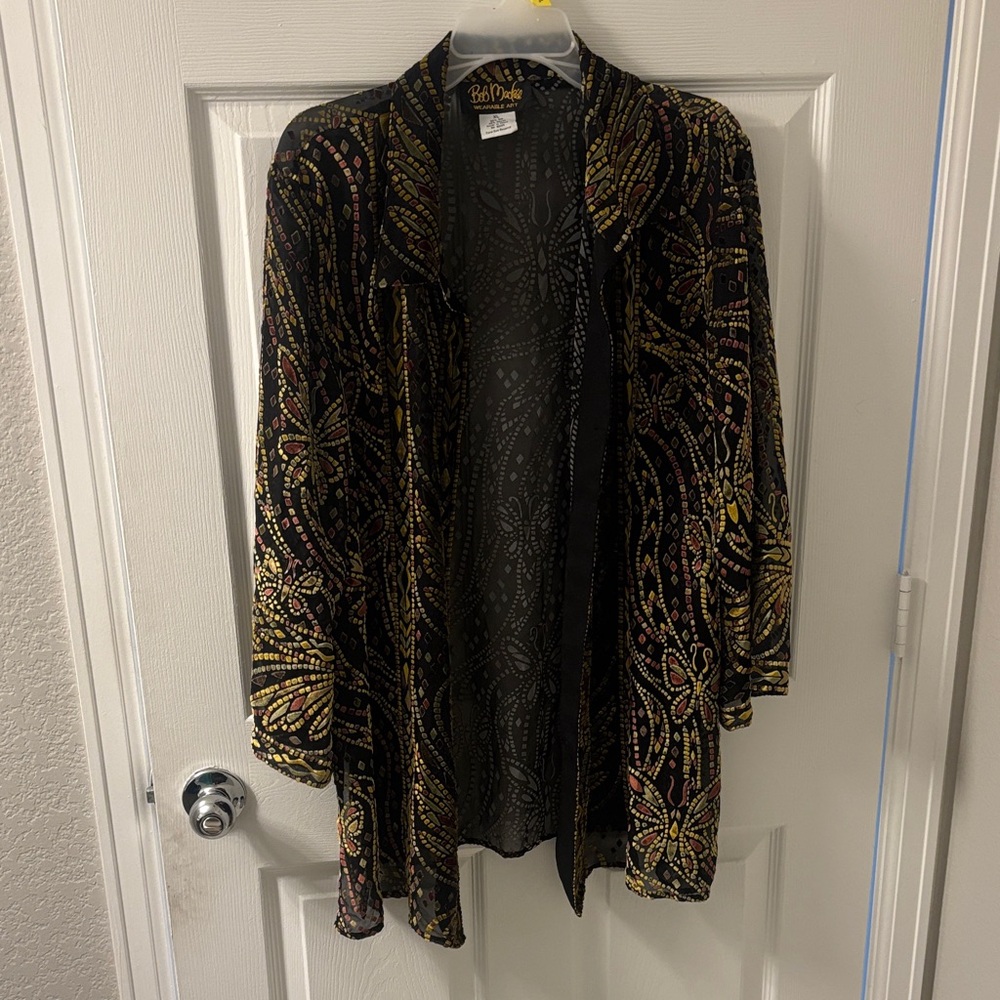 Bob Mackie Black and Gold Button Down Shirt